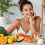 Pele bonita começa na rotina: veja o papel das vitaminas e onde encontrá-las nos alimentos. Ilustração: Condutta.com
